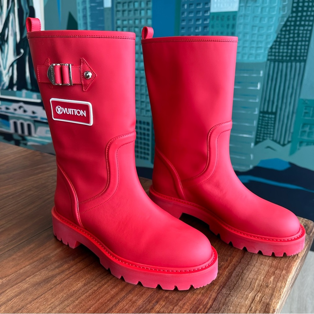 Red Territory Flat Half Louis Vuitton Boots